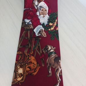 Saturday Evening Post Christmas Tie Santa and Dog